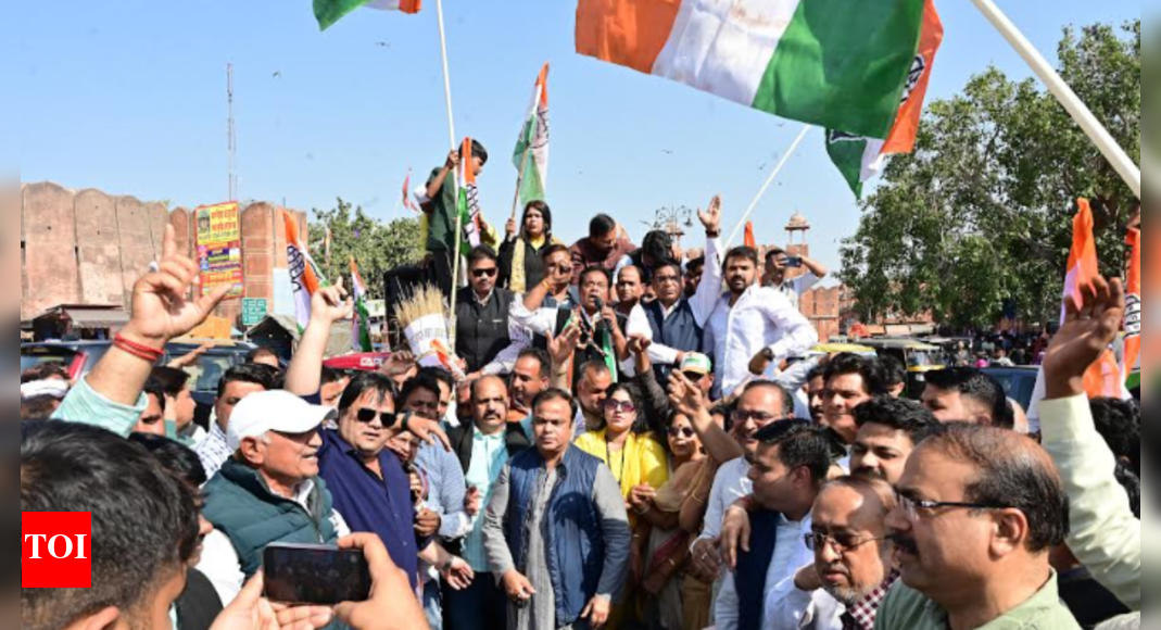 Rajasthan Congress stages statewide protests over minister’s remark on Indira Gandhi, demands revocation of suspensions