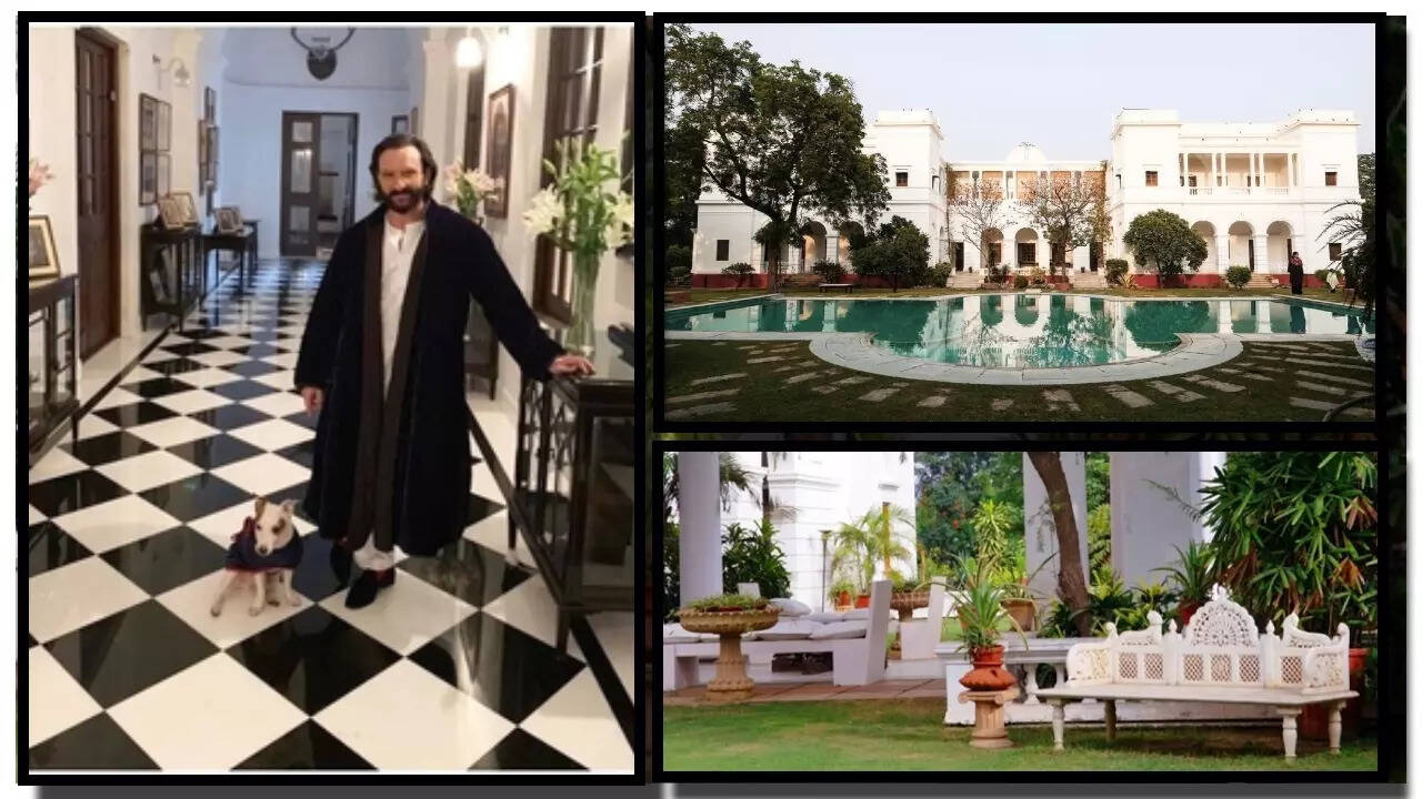 Saif Ali Khan's Pataudi Palace: A ₹800 crore regal realm in Gurgaon with 150 rooms, a stunning pool, and untold tales of family bonds | - The Times of India