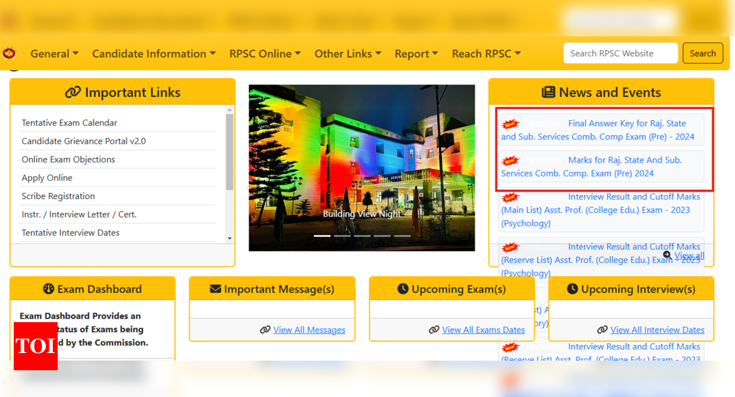 RPSC RAS 2024 prelims final answer key, and mark sheets released: Direct links to check here