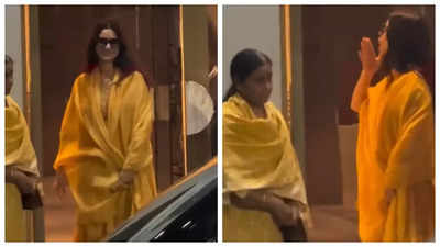 Katrina Kaif returns home with mother-in-law Veena Kaushal after performing Ganga aarti at Maha Kumbh