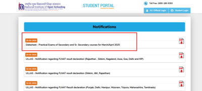 NIOS practical exam date sheet for Classes 10th and 12th released: Direct links to download here