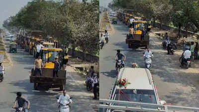 Luxury out, JCB in! dozen earthmovers escort bride’s sendoff in UP; video goes viral