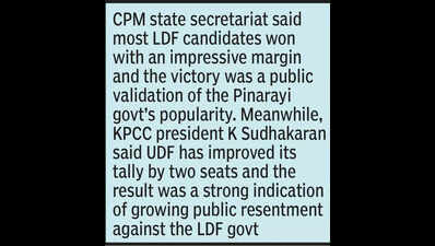 LSG bypolls: LDF bags 15 seats, UDF 12, both fronts claim victory ...