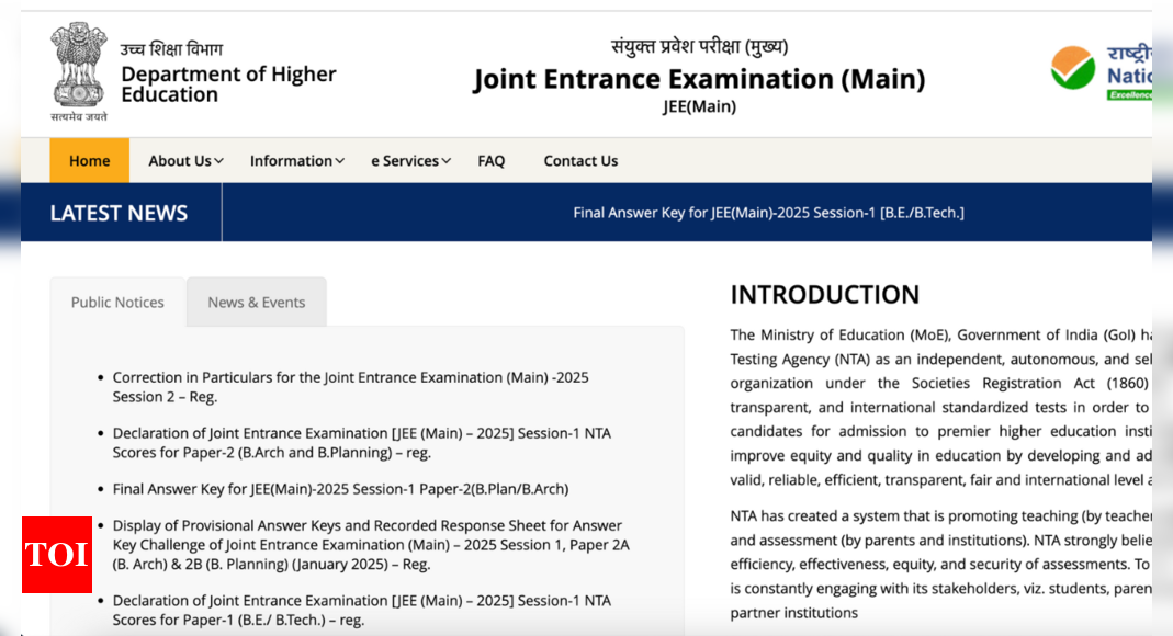 JEE Main 2025 session 2 correction window opens tomorrow: Here's what candidates can edit | - The Times of India