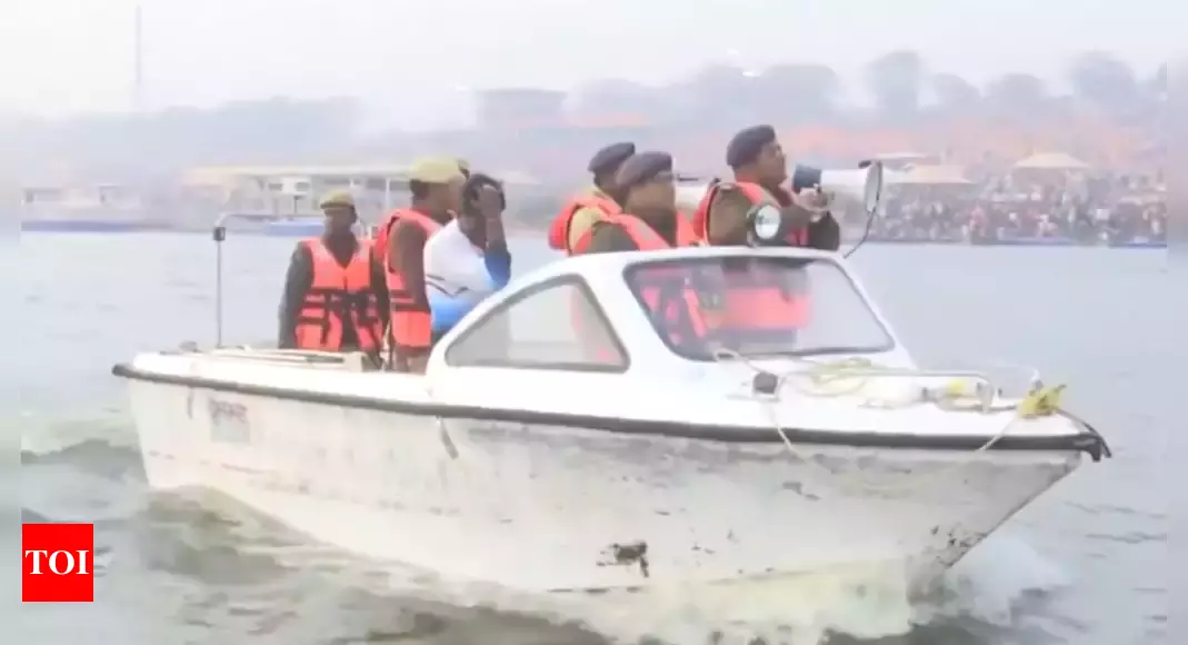 Watch: Uttar Pradesh Police conducts boat patrolling on Maha Kumbh’s final day