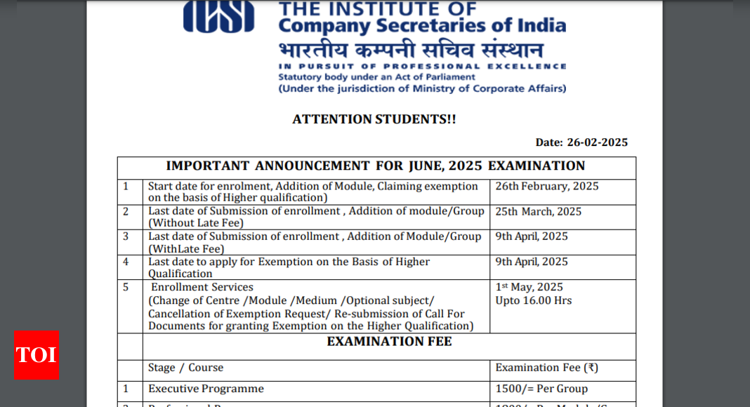 ICSI CS June 2025 enrollment to begin soon: Check complete details here