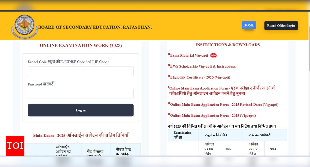 RBSE Rajasthan Board Class 10, 12 admit card released: Check steps to download here - The Times of India