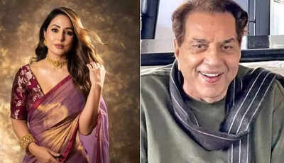 Actor Dharmendra gives his best wishes to Hina Khan as she battles
