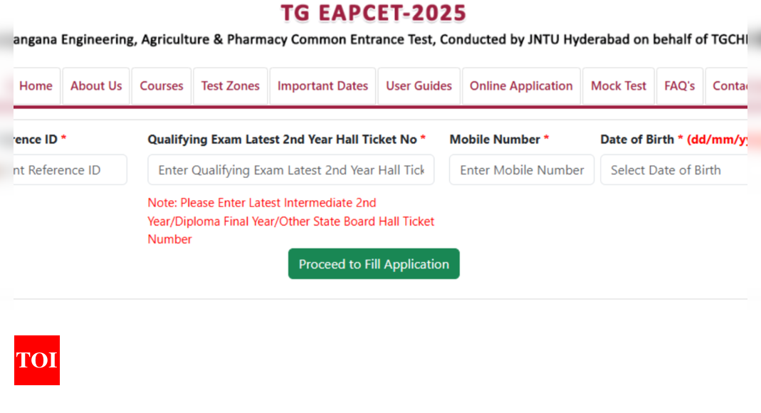 TS EAMCET 2025 registration begins at eapcet.tgche.ac.in, check direct link to apply for TG EAPCET 2025 here - The Times of India