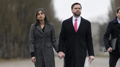 JD Vance and Usha Vance (AP photo) Protesters hold ‘Go ski in Russia’ placards: JD Vance faces protests in Vermont after Oval Office clash with Zelenskyy