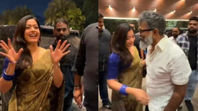 'Pushpa' duo Rashmika Mandanna and Sukumar reunite at an event; director inquires about the actress' leg injury