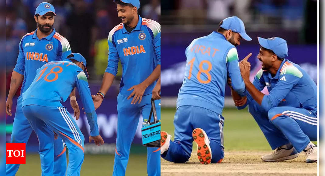 Viral Moment! Virat Kohli playfully ‘touches’ Axar Patel’s feet after Kane Williamson’s dismissal – Watch – The Times of India