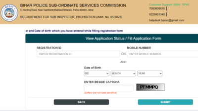 BPSSC Bihar Police SI 2025 registration begins at bpssc.bihar.gov.in: Check direct link here – The Times of India