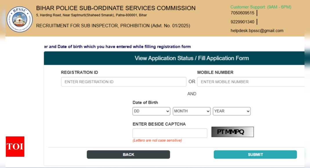 BPSSC Bihar Police SI 2025 registration begins at bpssc.bihar.gov.in: Check direct link here
