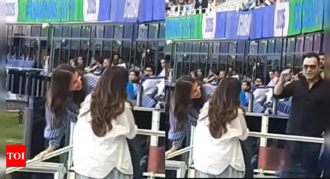 Anushka Sharma's cute interaction with Rohit Sharma and Ritika Sajdeh’s son Ahaan during the India vs New Zealand Champions Trophy match goes viral