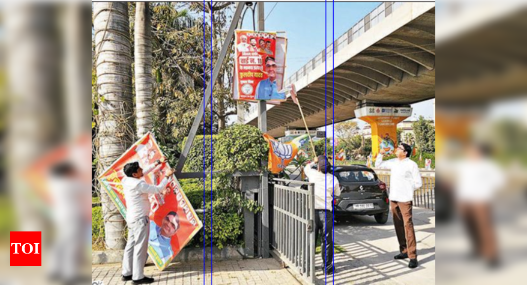 Polls done, some candidates get down to safai, of posters in Gurgaon