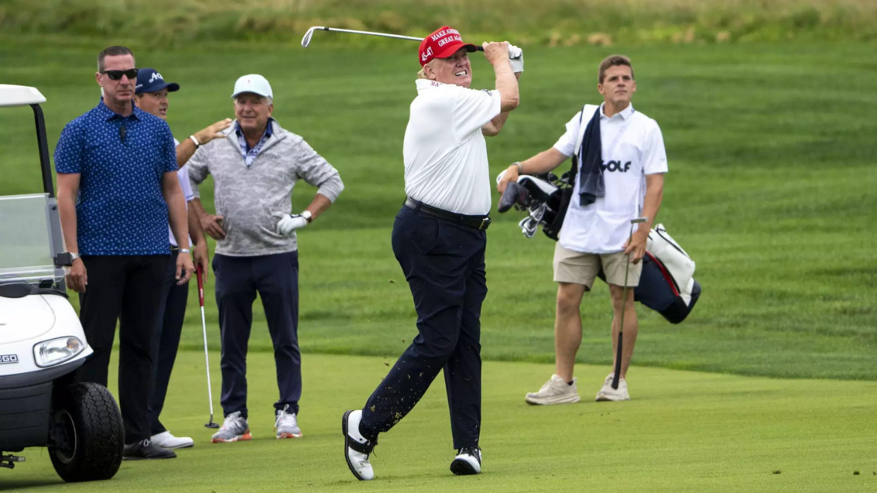 Watch: Viral video of Donald Trump 'limping' at golf course sparks concerns  - The Times of India
