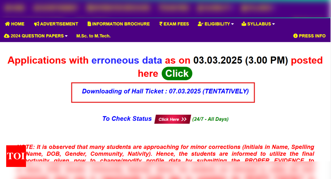 TANCET, CEETA PG admit card release date revised: Check details here - The Times of India