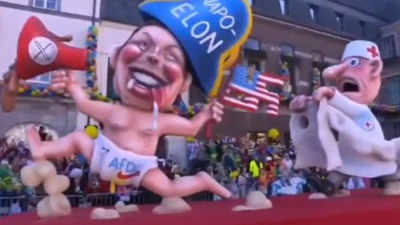 Elon Musk mocked with diaper-clad float at German carnival