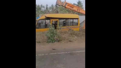 11 students injured as school bus falls into pit in Salem