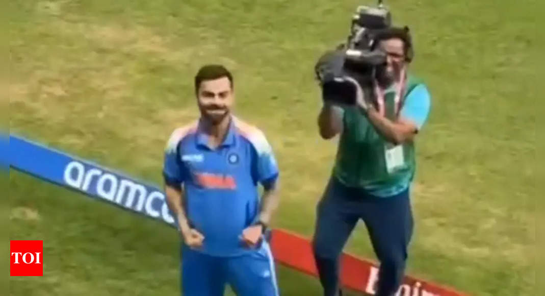 WATCH: Virat Kohli’s million-dollar expression looking at Anushka in the stands after India’s win in Champions Trophy semis | Cricket News – The Times of India