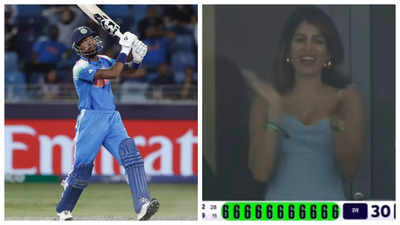 Jasmin Walia plays cheerleader for Hardik Pandya as he smashes back-to-back sixes at India vs Australia match- WATCH