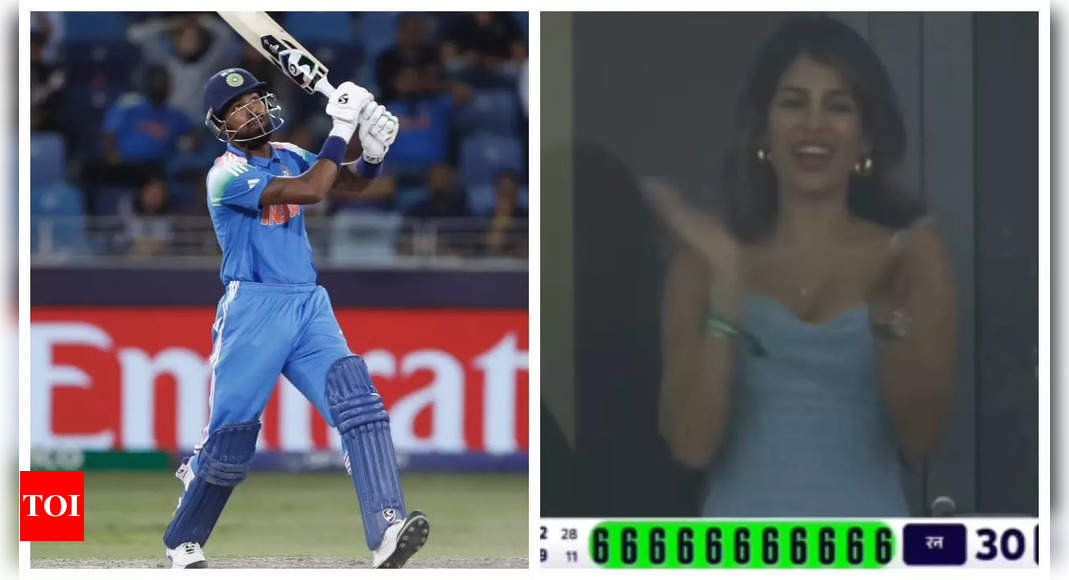 Jasmin Walia plays cheerleader for Hardik Pandya as he smashes back-to-back sixes at India vs Australia match- WATCH