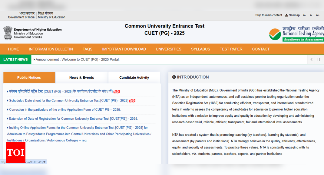 CUET PG city intimation slips expected to release soon: Check important details here - The Times of India