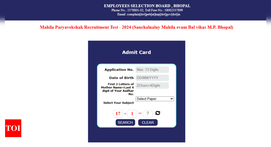 Mahila Paryavekshak admit card 2024 released at esb.mp.gov.in, check direct link here