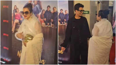 Rekha steals the spotlight at 'nadaaniyan' screening in stunning white saree: watch video