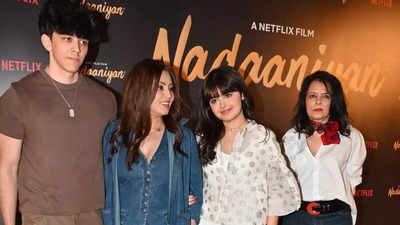 Mahima Chaudhry makes a rare appearance with daughter Ariana, sister Akansha and nephew Ryan at Nadaaniyan screening