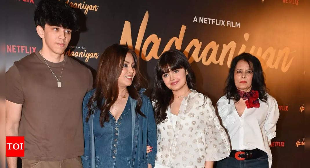 Mahima Chaudhry makes a rare appearance with daughter Ariana, sister Akansha and nephew Ryan at Nadaaniyan screening