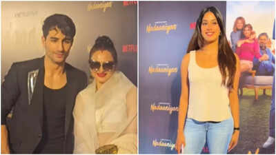 Ibrahim Ali Khan seeks blessings from Rekha, Janhvi Kapoor skips entry with rumoured boyfriend Shikhar Pahariya at 'Nadaaniyan' screening