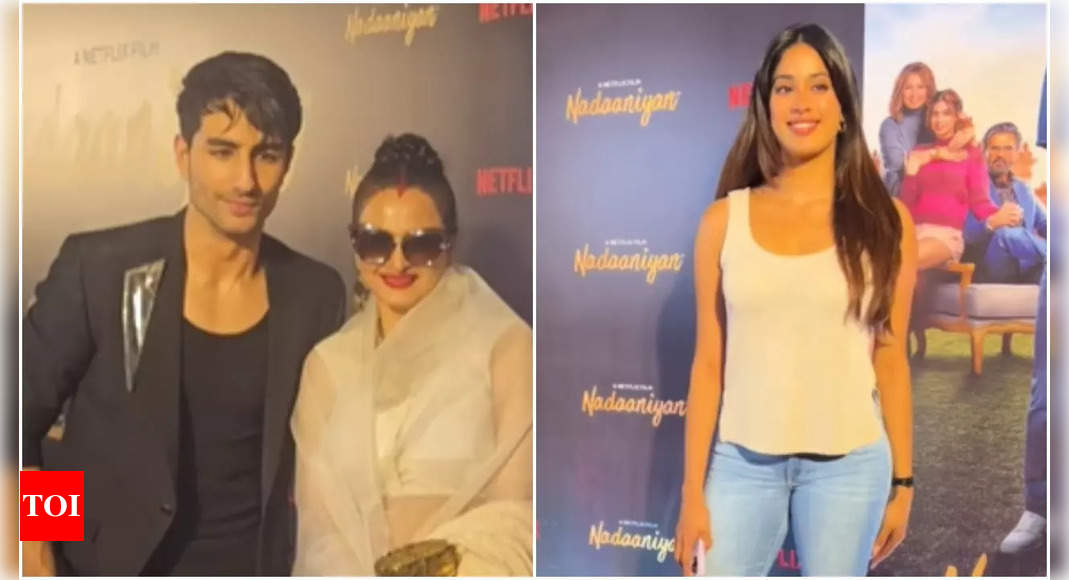 Ibrahim Ali Khan seeks blessings from Rekha, Janhvi Kapoor skips entry with rumoured boyfriend Shikhar Pahariya at 'Nadaaniyan' screening