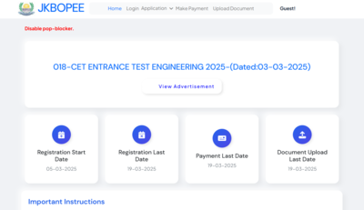 JKCET 2025 online application underway at jkbopee.gov.in, here’s the direct link to apply – The Times of India