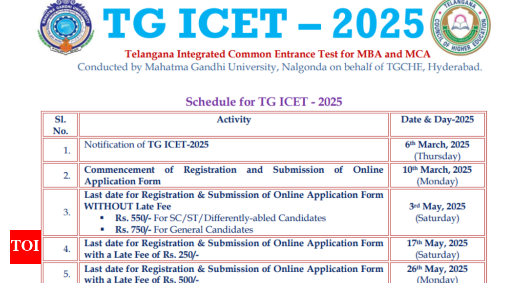 TG ICET 2025 registration begins on March 10 Check important dates