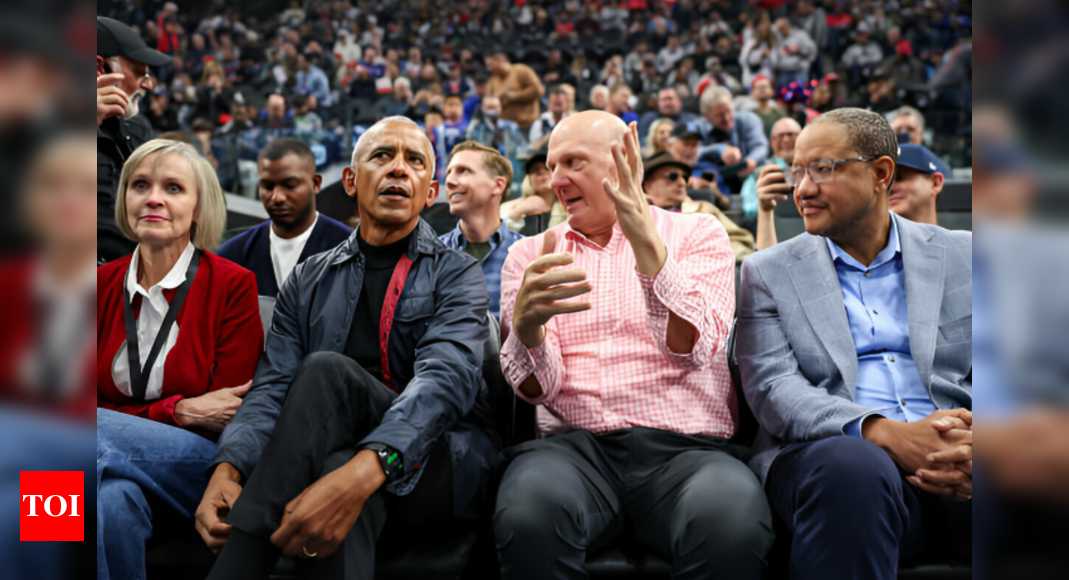 Barack Obama seated next to Steve Ballmer as Los Angeles Clippers’ James Harden erupts for 50 points in win over Detroit Pistons