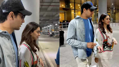 Soon-to-be father Sidharth Malhotra takes care of pregnant Kiara Advani as they arrive at Mumbai airport