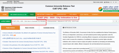 CUET PG 2025 city intimation slip released: Direct link to download here