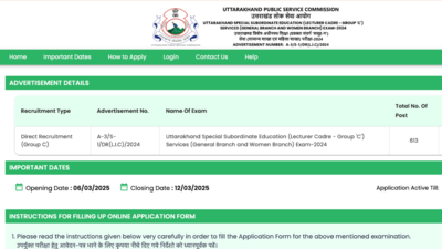 UKPSC reopens applications for lecturer recruitment 2024: Check direct link to apply for 613 vacancies, other key details – The Times of India