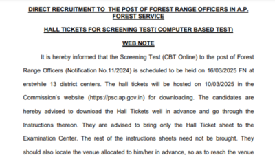 APPSC Forest Range Officer admit card 2025 to be out on March 10, check official notice here