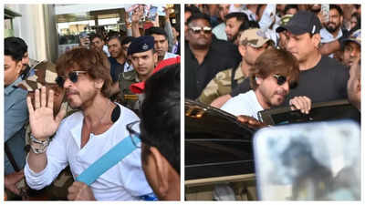 Shah Rukh Khan receives grand reception at Jaipur airport; actors blows kisses at fans - See photos