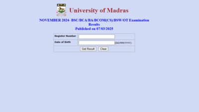 Madras University November 2024 result declared at unom.ac.in: Check direct link here