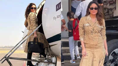 Kareena Kapoor Khan makes a stunning airport appearance with Taimur and Jeh, but shields her kids from the paps - WATCH VIDEO