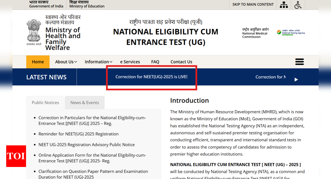 NEET correction window 2025 opens: How to edit your application, what changes are allowed