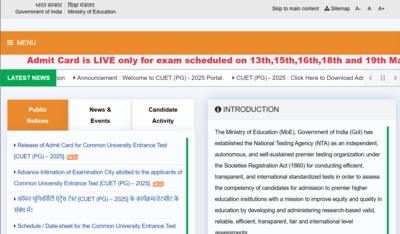 CUET PG admit cards 2025 released for March 13th to 20th exams: Direct link to download here