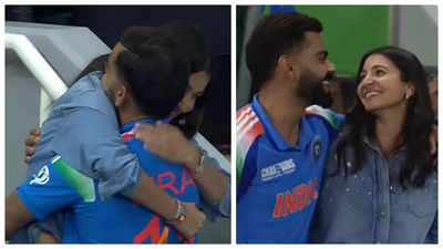 Anushka Sharma lovingly hugs Virat Kohli after India wins against New Zealand in Champions Trophy 2025 - See photos