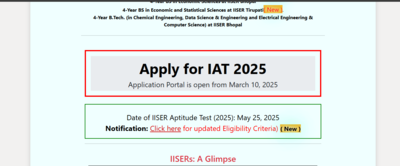 IISER IAT 2025 registration begins: Check direct link to apply and other key details here