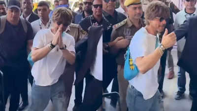 Shah Rukh Khan makes a stylish exit from Jaipur, greets fans with warm namaste and adaab: Video