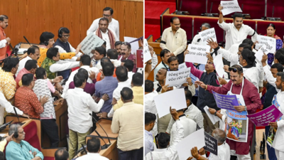 'Mishra held my collar, pushed me': BJP, Congress engage in scuffle in Odisha assembly - watch